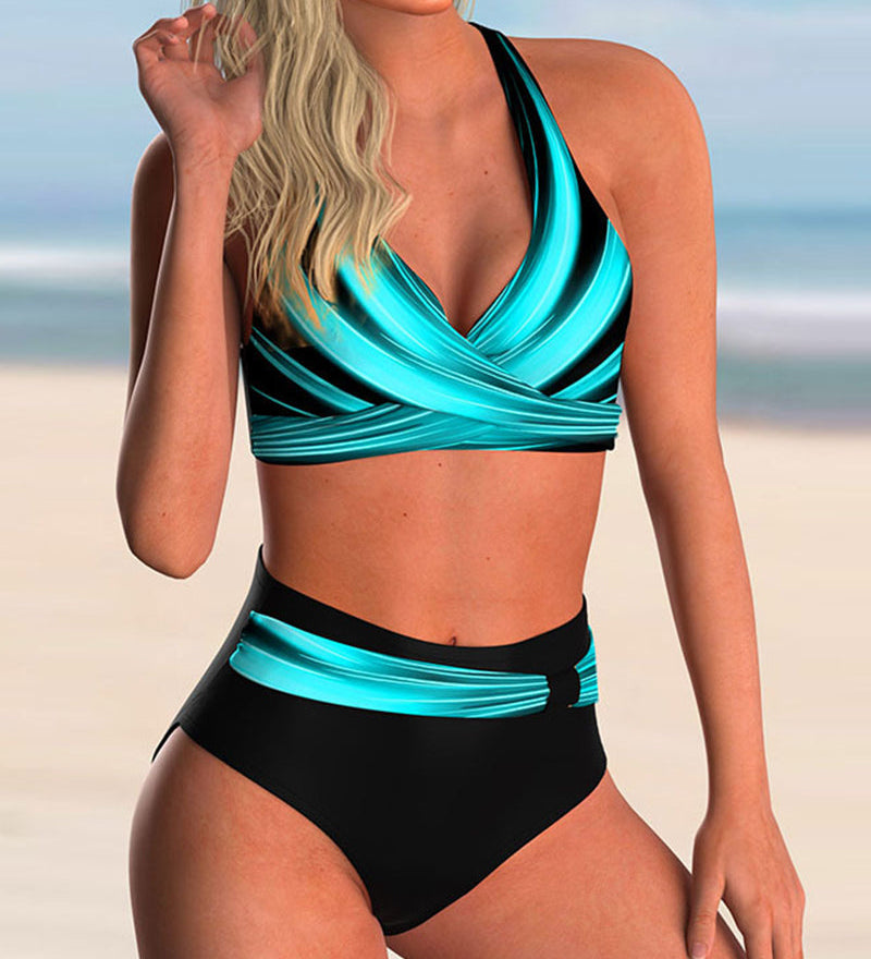 Liliana | Ensemble de bikini à décolleté croisé et imprimé