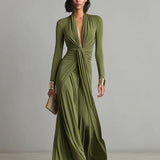 Olive | Robe Maxi en Soie Décolleté en V