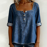 Avélia™ | Chemise denim col carré