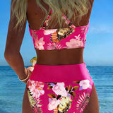 Flora | Bikini à Motif Floral Contrastant avec Fente