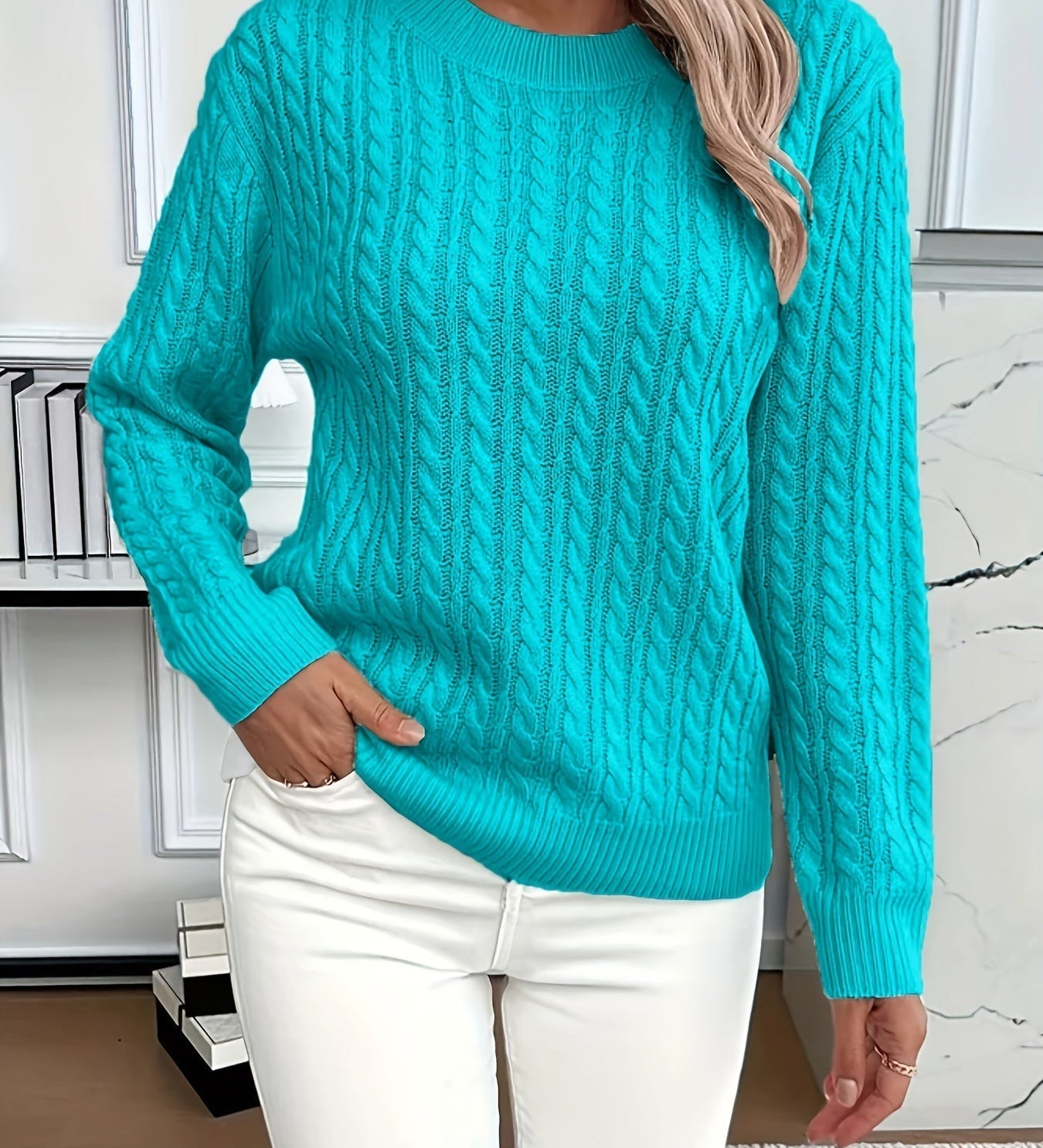 Lena – Pull en tricot à torsades pour femme