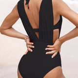 Luxe | Maillot de bain sculptant à décolleté en V profond