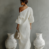 Ivoire | Robe en Lin Sans Épaules