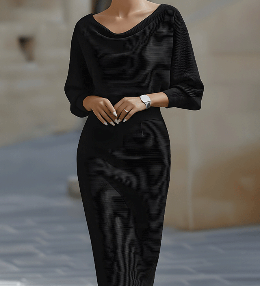 Clarisse™ — Robe midi drapée élégante intemporelle