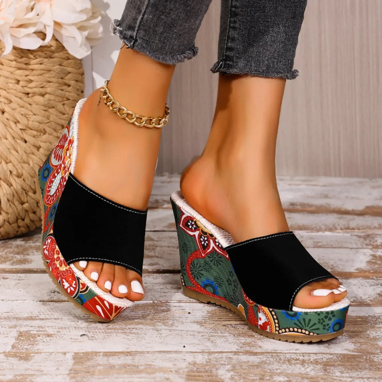 Joelle™ — Mules sculpturales à talon fleuri