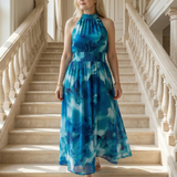 Robe Maxi Halter Froncée