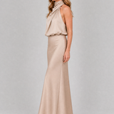 Robe Maxi Sans Manches à Col Drapé en Nopal