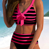 Laluna | Bikini Rayé Taille Haute