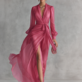 Rose | Robe Chiffon Décolleté en V
