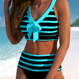 Laluna | Bikini Rayé Taille Haute