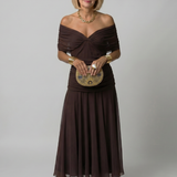 Robe Maxi Fluide à Épaules Dégagées