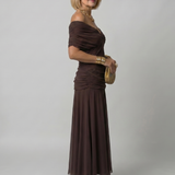 Robe Maxi Fluide à Épaules Dégagées