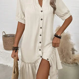 Aliyah – Robe à Ourlet Volant Boutonnée