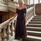 Robe Maxi Fluide à Épaules Dégagées