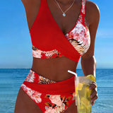 Flora | Bikini à Motif Floral Contrastant avec Fente