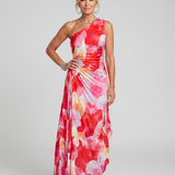 Robe Maxi Plissée à Une Épaule