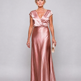Robe Maxi à Encolure Croisée et Manches Courtes