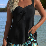 Laluna | Tankini Rayé avec Short de Plage
