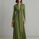 Olive | Robe Maxi en Soie Décolleté en V