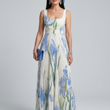 Robe maxi sans manches à encolure carrée et motif floral