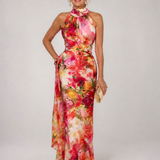 Robe Maxi Fleurie à Encolure Halter