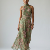 Robe Maxi Halter Froncée