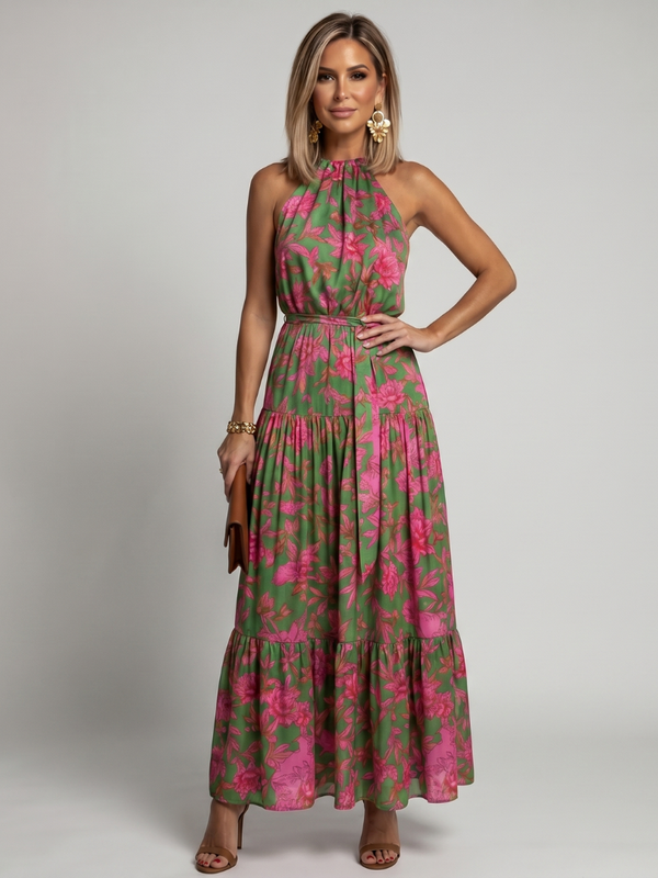 Robe Maxi Halter Drapée