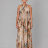 Robe Maxi Halter avec Taille en Dentelle
