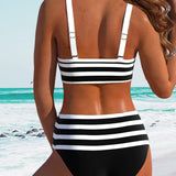 Île Éclat | Bikini Rayé Taille Haute