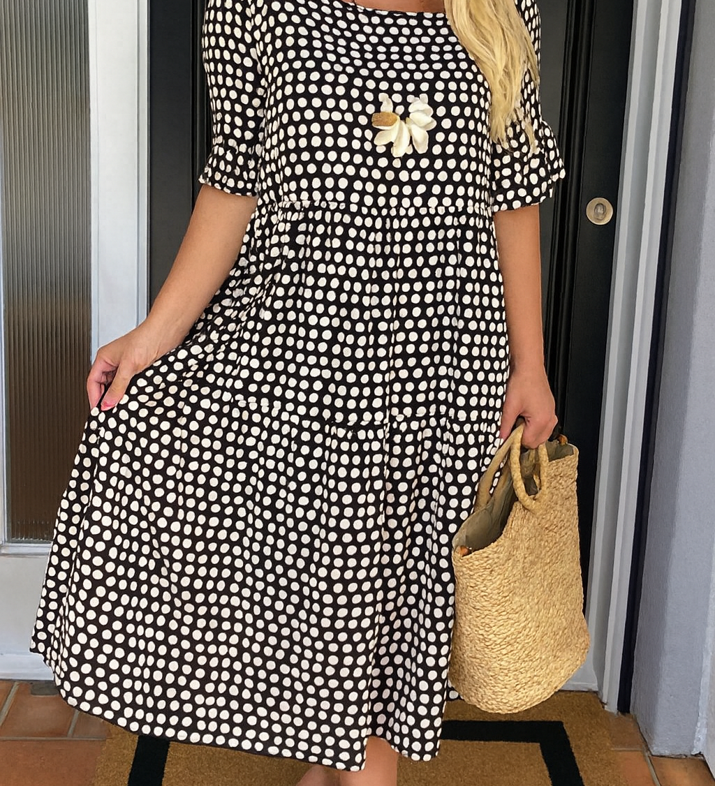 Noémie™ — Robe midi fluide élégante naturelle