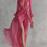 Rose | Robe Chiffon Décolleté en V