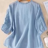 Éléna™ — Blouse brodée élégante en lin mélangé