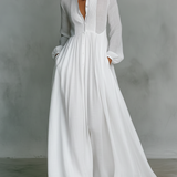 Patchwork | Robe Maxi en Lin à Col Montant