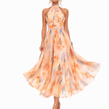 Auréliane™ — Robe midi fluide à imprimé artistique raffiné