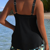 Paradise Glow | Tankini Rayé avec Culottes de Bikini