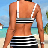 Laluna | Bikini Rayé Taille Haute