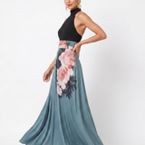 Robe Maxi Halter à Motif Floral