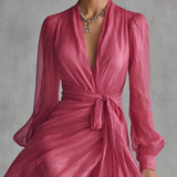 Rose | Robe Chiffon Décolleté en V