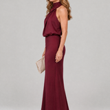 Robe Maxi Sans Manches à Col Drapé en Nopal