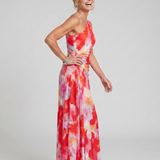 Robe Maxi Plissée à Une Épaule