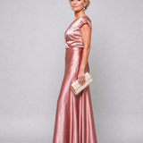Robe Maxi à Encolure Croisée et Manches Courtes