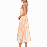 Auréliane™ — Robe midi fluide à imprimé artistique raffiné