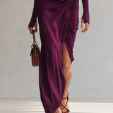 Isadora™ — Robe maxi drapée une épaule