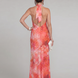 Robe Maxi Imprimée à Col Halter
