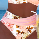 Flora | Bikini à Motif Floral Contrastant avec Fente