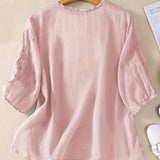 Éléna™ — Blouse brodée élégante en lin mélangé