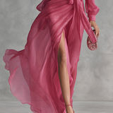 Rose | Robe Chiffon Décolleté en V