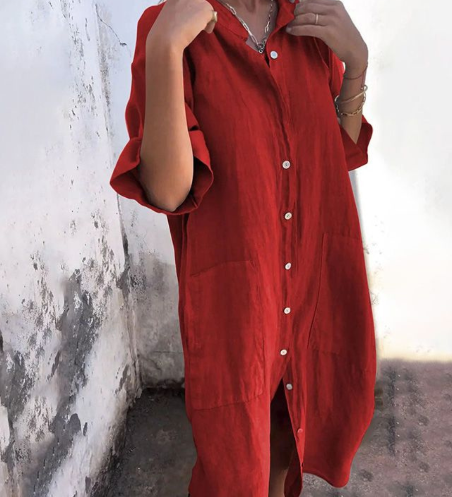 Melanie - Robe Chemise Décontractée Style Ibiza