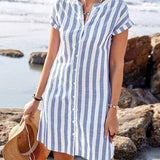Martine - Robe chemise élégante rayée