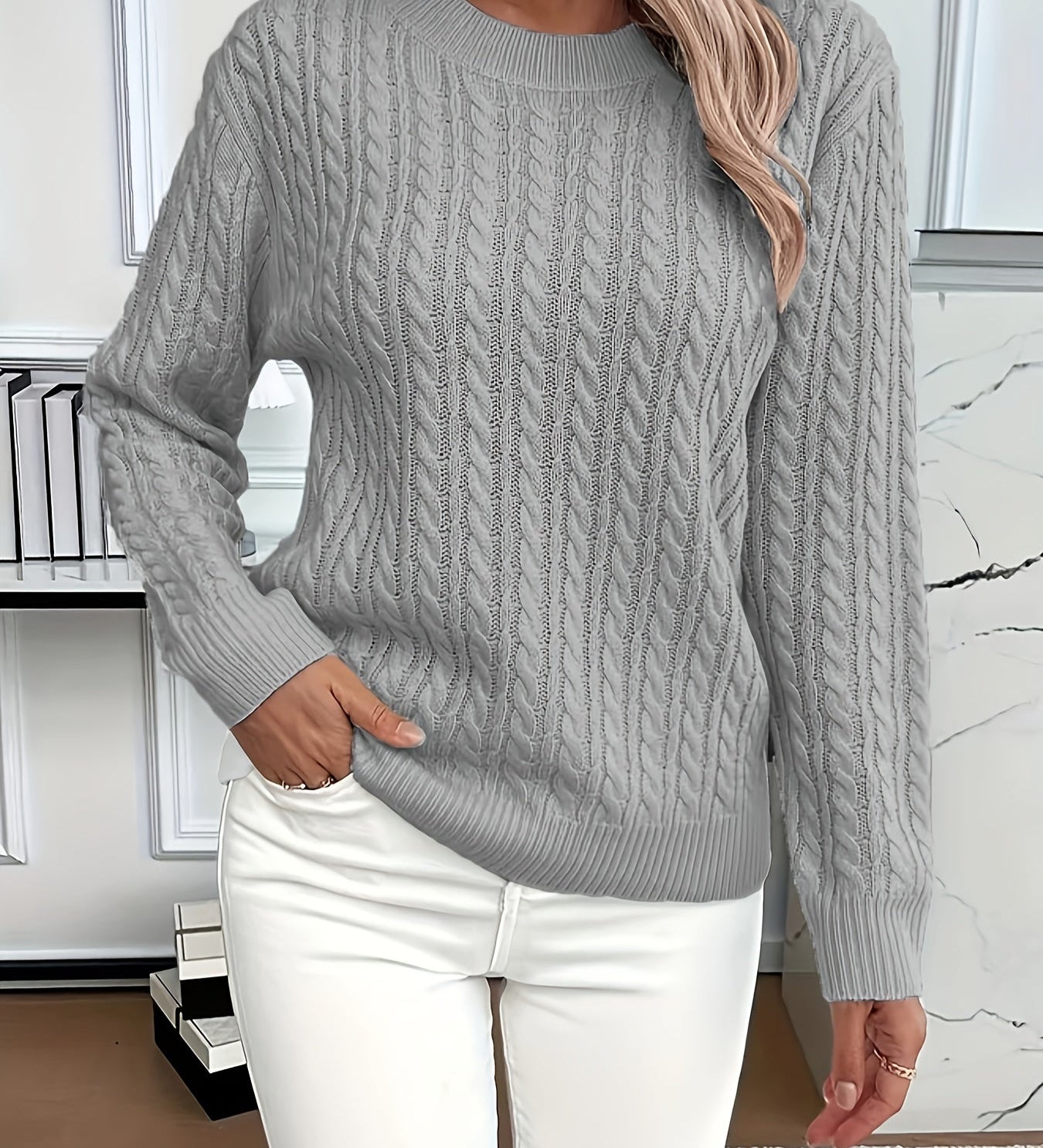 Lena – Pull en tricot à torsades pour femme